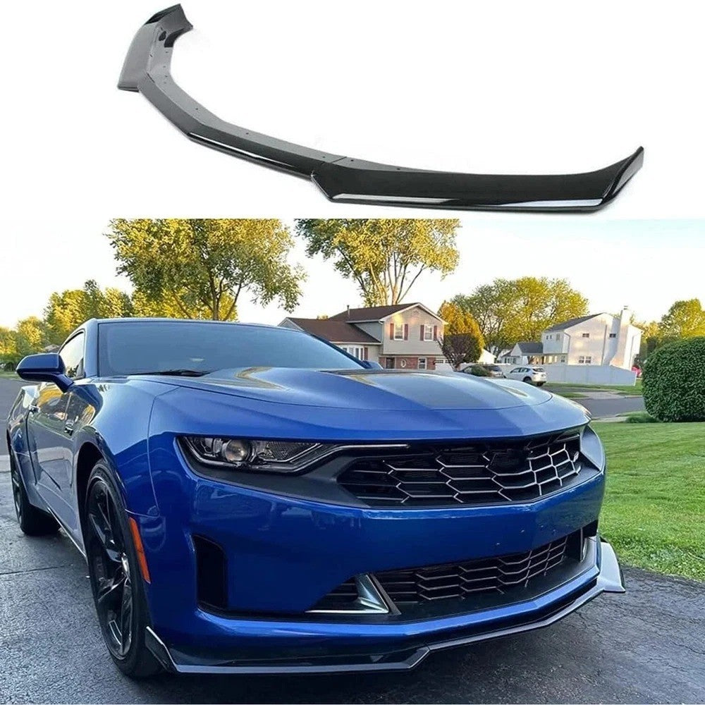 Fits 16-24 Chevy Camaro 2DR 1LE Style ABS Front Bumper Lip Splitter Gloss Black