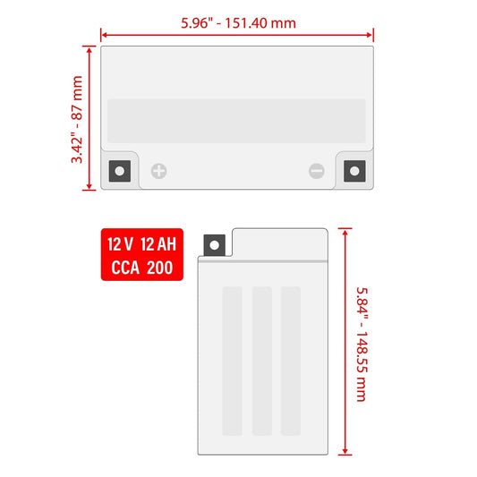 AGM Battery for Honda TRX300 Fourtrax 300 2X4 1988-2000