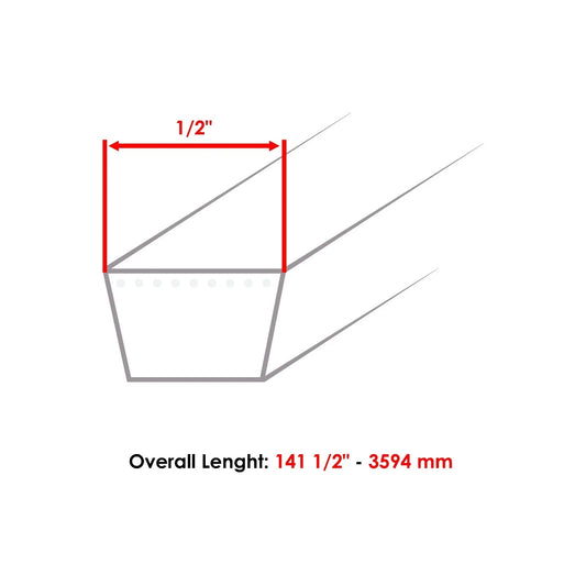 1/2 x 141 1/8" Deck Belt for Toro Time Cutter ZS5000 SS5000 SS5060 w/ 50" Deck