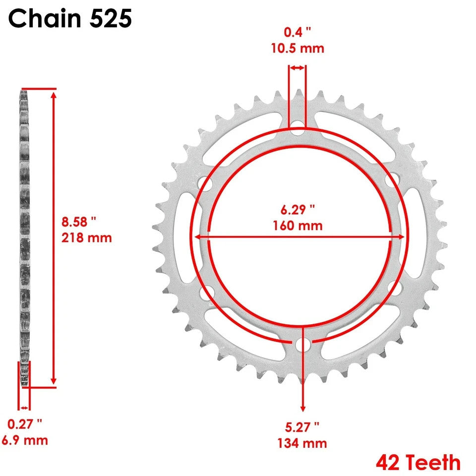 Black Drive Chain And Sprocket Kit for Honda CBR600RA CBR600RR 09-18 525-Chain
