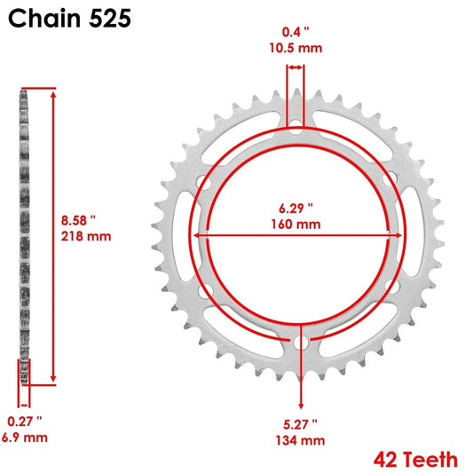 Black Drive Chain And Sprocket Kit for Honda CBR600RA CBR600RR 09-18 525-Chain