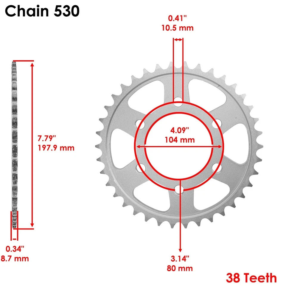 Drive Chain & Sprocket for Kawasaki Gpz550 KZ550D KZ550H KZ550C Ltd 550 Gold