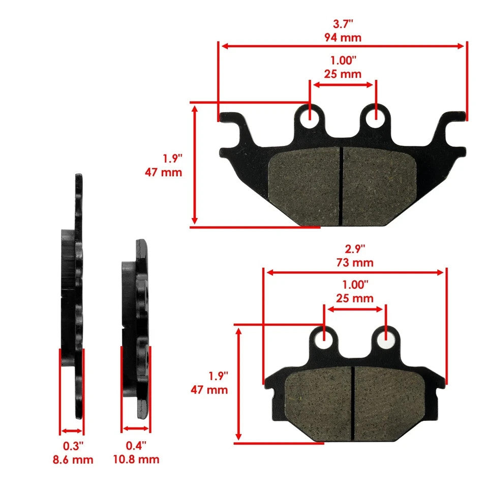 Front Rear Brake Pads for Kawasaki Mule Pro-Dx Pro-Dxt KAF820 2016