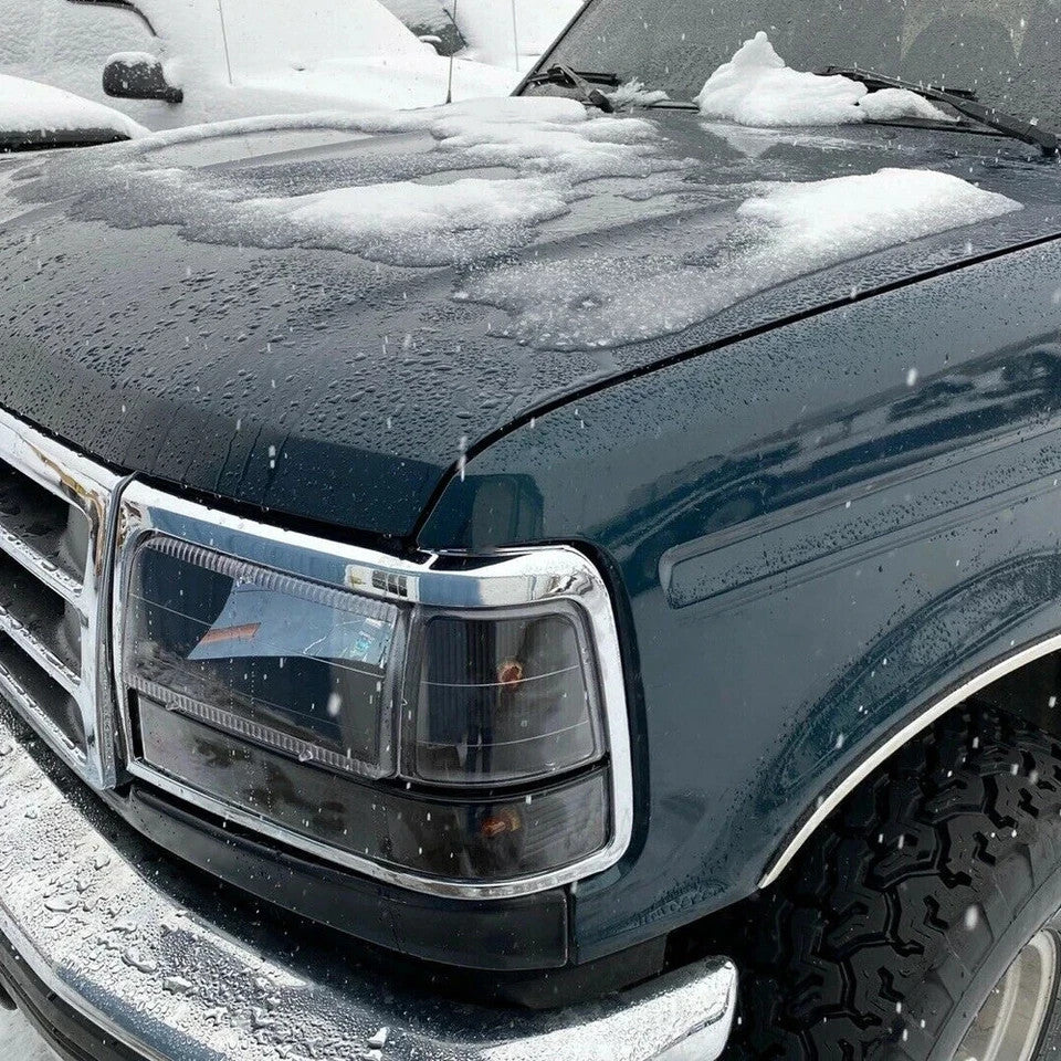 HECASA Chrome Headlights Trim Bezel Pair For 1992-1996 Ford Bronco F150 Pickup