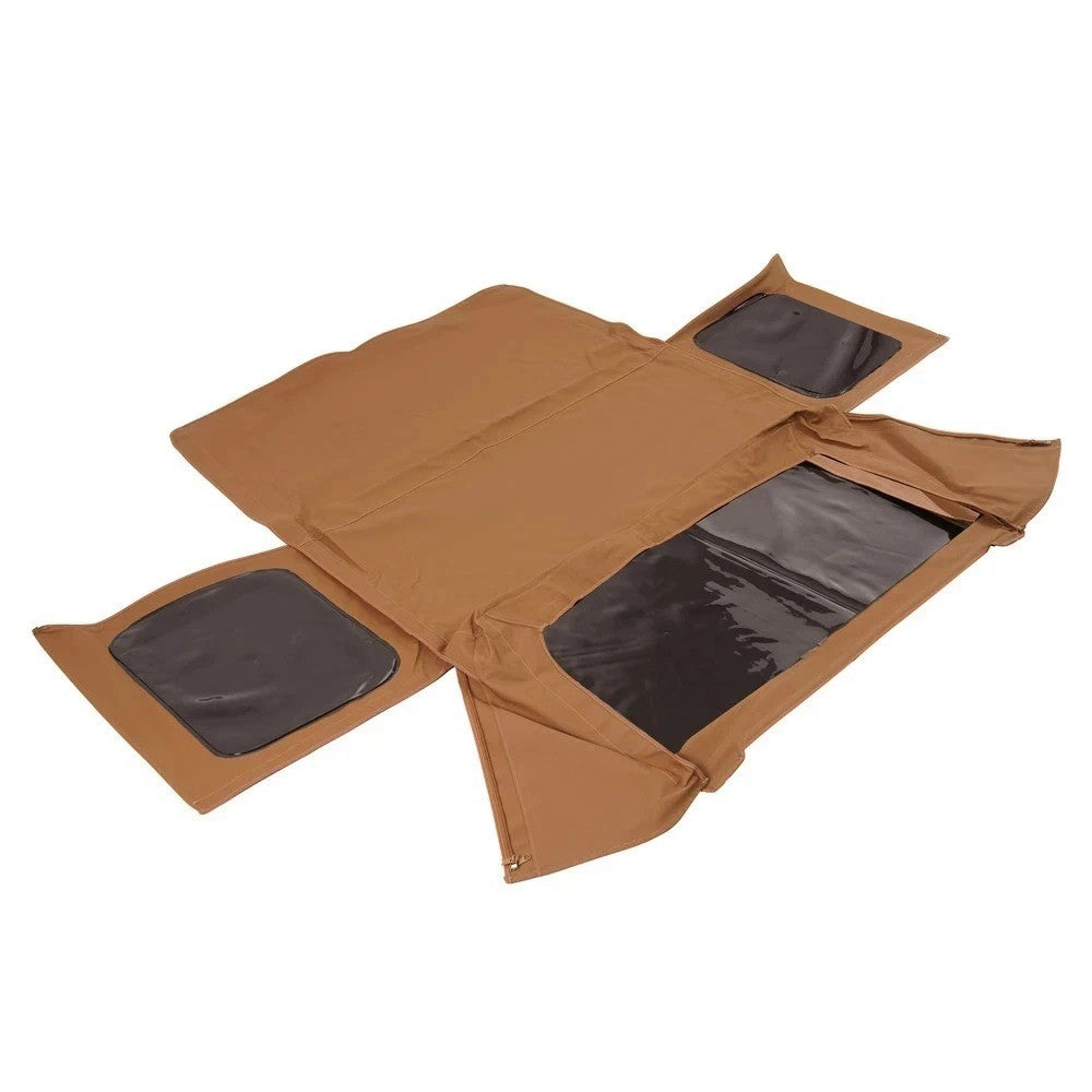 Soft Top Kit Tan Squared Front Upper Half Doors For 1987-1995 JEEP WRANGLER YJ