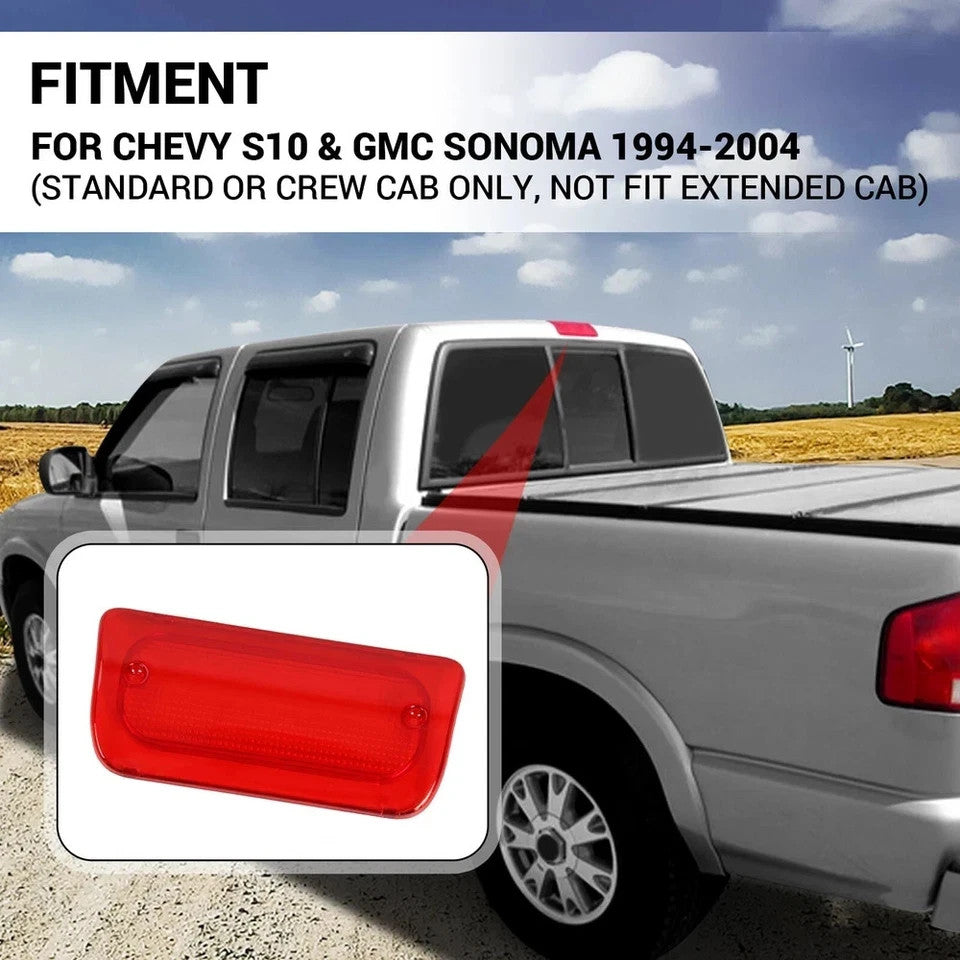 High Red 3rd Brake Light Lens For Chvey S10 GMC Sonoma 94-04 REG OR CREW cab
