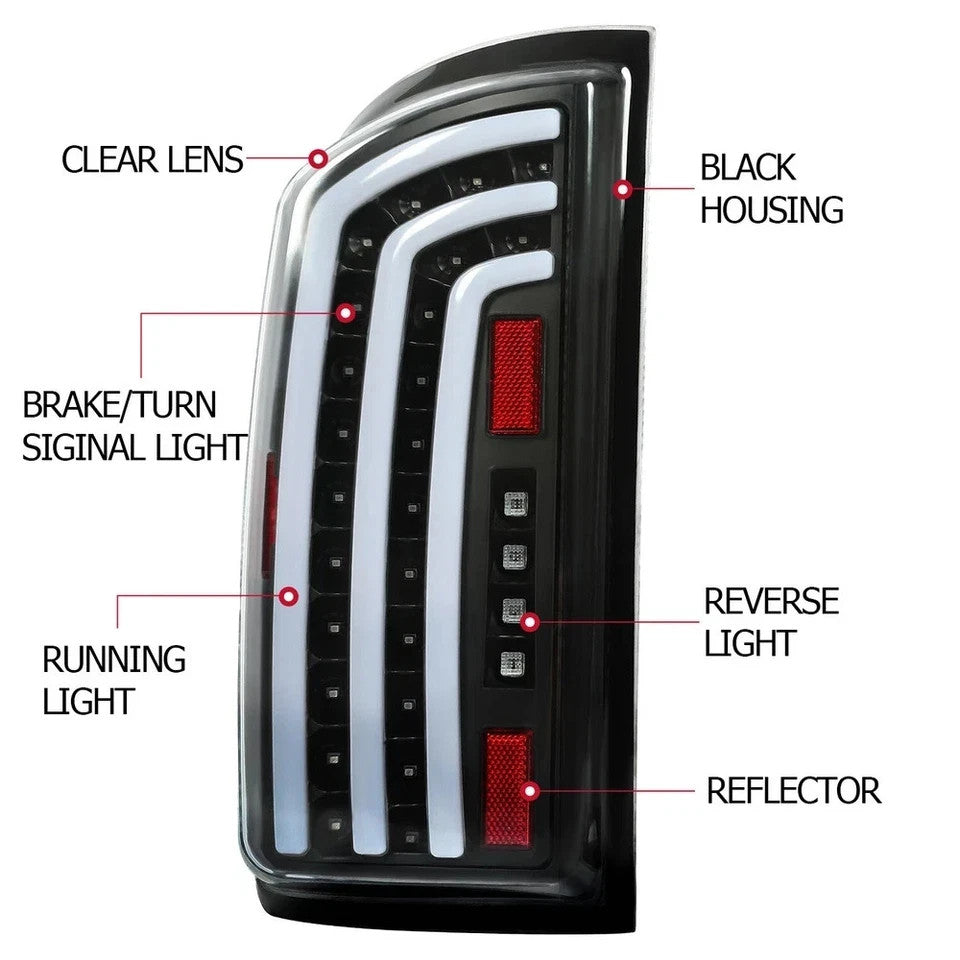 Clear Full LED Tail Lights Brake Lamp For Dodge Ram 1500 2500 3500 2007-2009