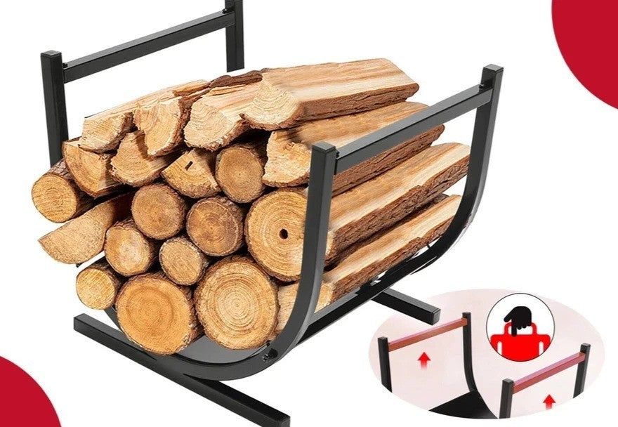 Metal Firewood Rack Log Holder Wood Storage Organiser Stand Fireplace Wood