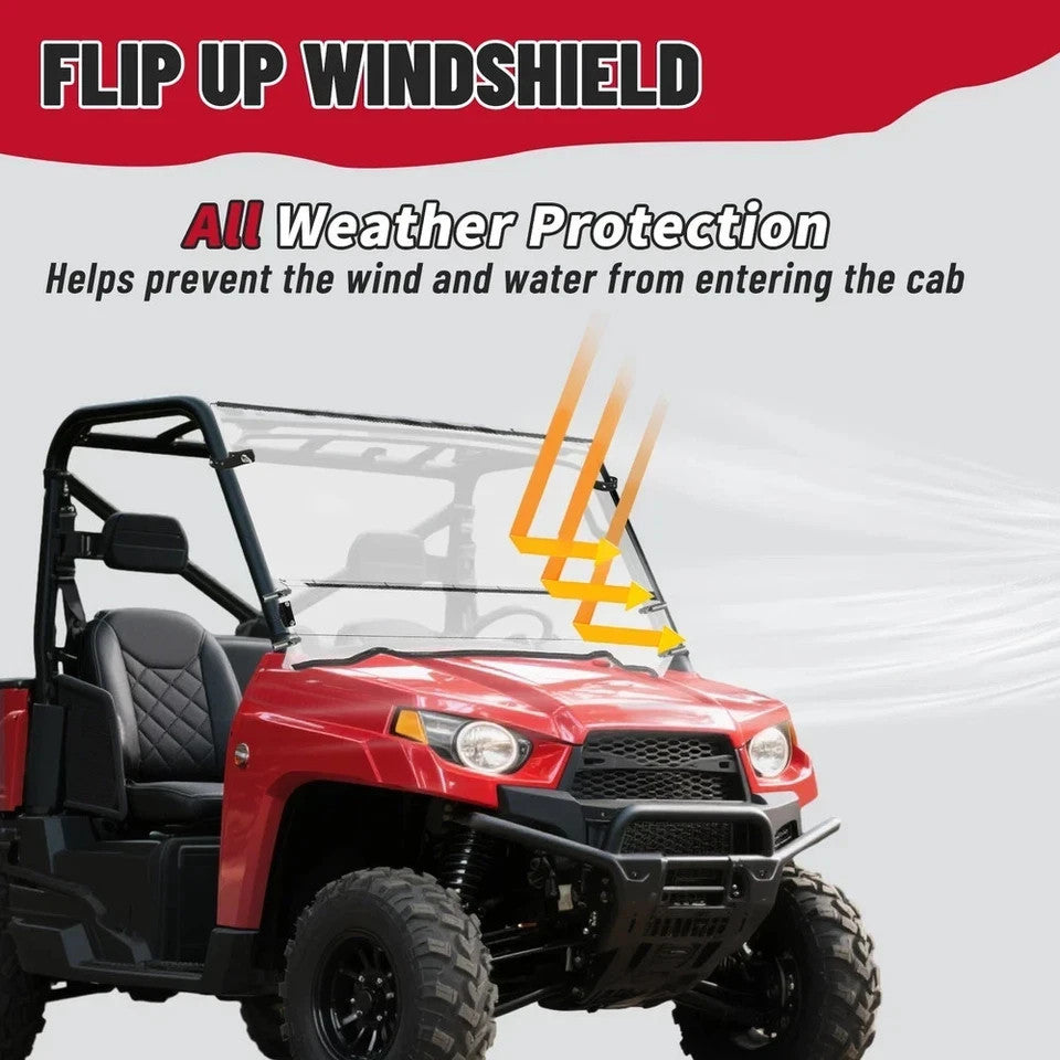 HECASA Full Folding Windshield For Polaris 2006-2008 Ranger 500 4X4 ,700 XP 4X4