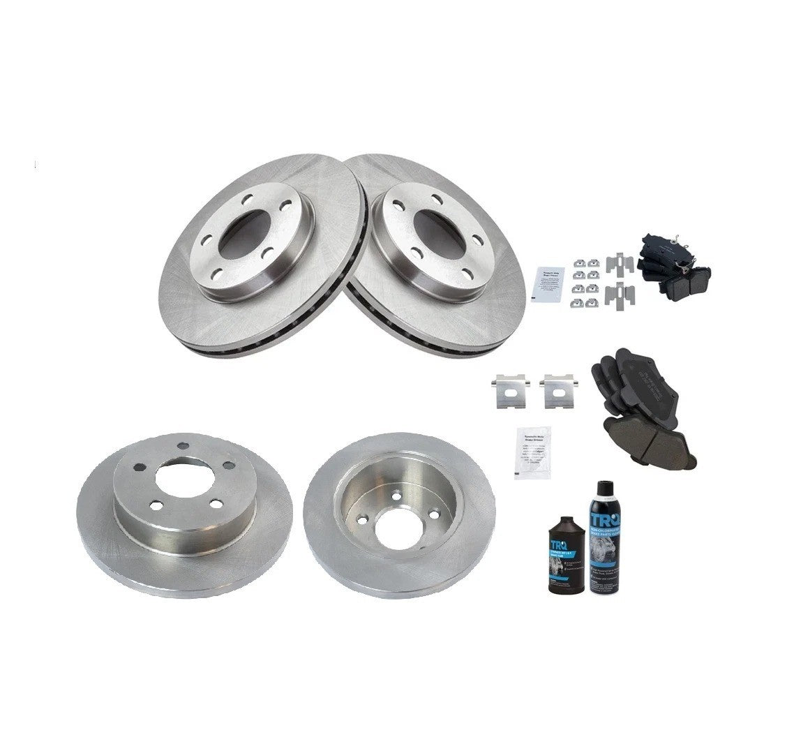 Front & Rear Ceramic Disc Brake Pad & Rotor Kit w/Chemicals for Ford Mustang