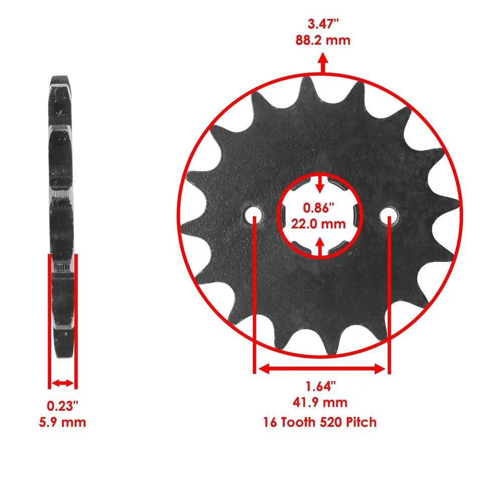 Black Drive Chain And Sprocket Kit for Yamaha XV250 Virago 250 1995-2007