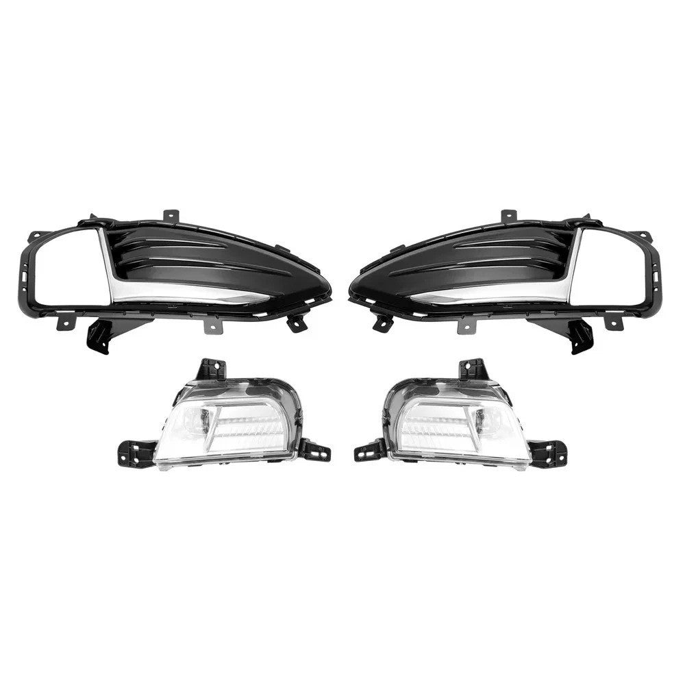 For Ford Edge 2019-2024 Bumper LED Fog Light Lamps Cover Bezel Passenger&Driver