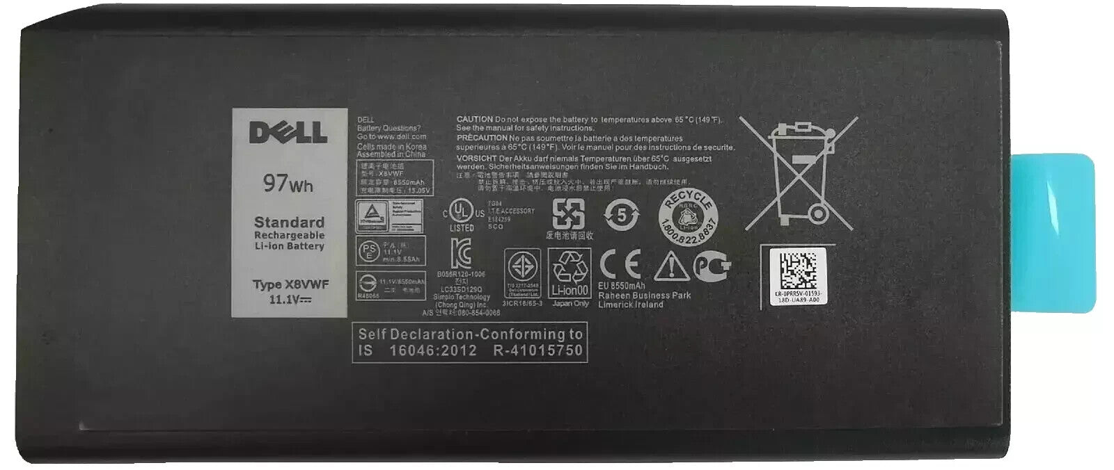 NEW Genuine 97Wh X8VWF Battery For Dell Latitude 14 5404 7404 E5404 E7404 Series