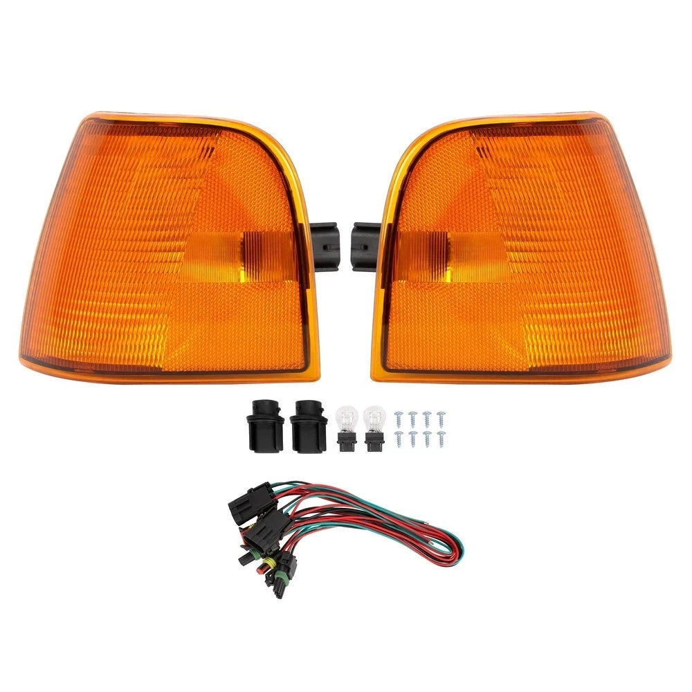 For Peterbilt 375 385 Truck L+R Amber Turn Signal Light Corner Lamp Bulbs Wiring