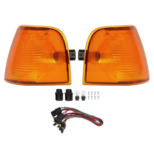 For Peterbilt 375 385 Truck L+R Amber Turn Signal Light Corner Lamp Bulbs Wiring
