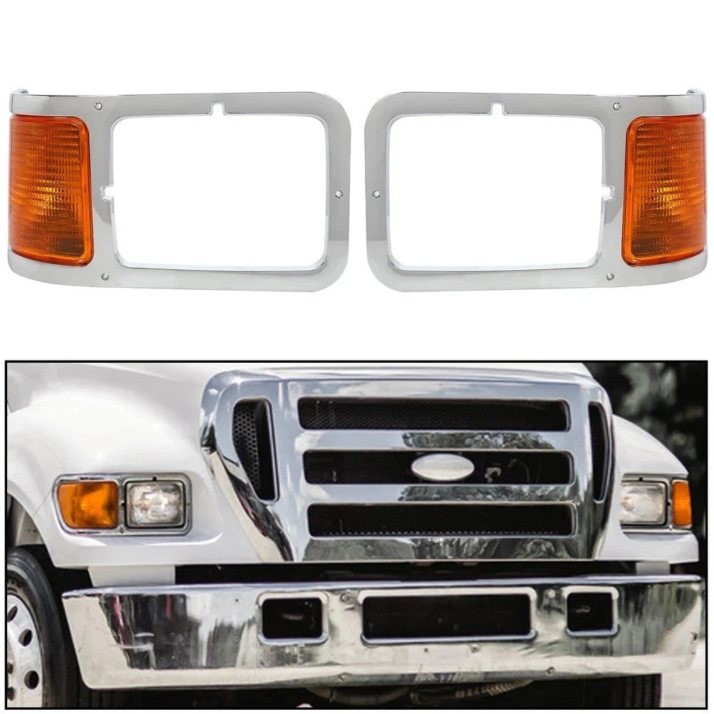 Fit 2000-2015 Ford F650 F750 F-650 -F750 Headlights Bezel Corner Light Pair