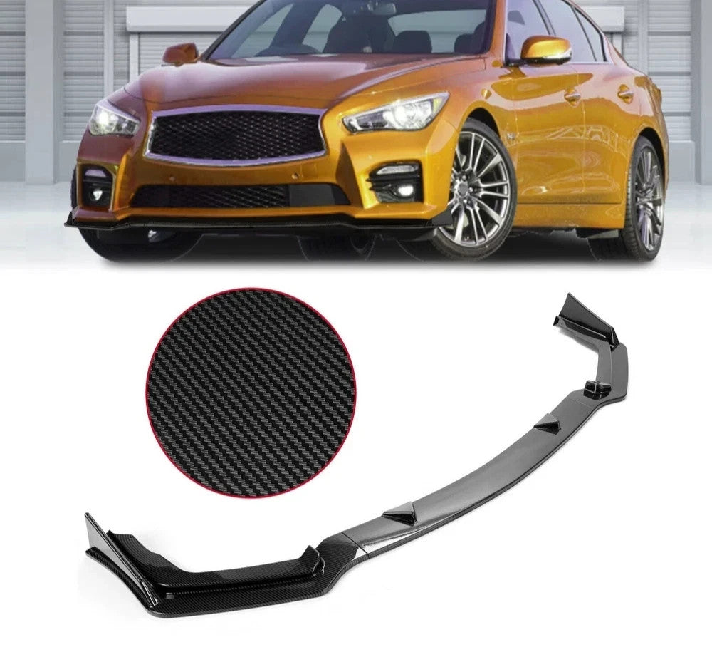Front Bumper Lip Spoiler Splitter For Infiniti Q50 Sport 2014-2017 Carbon Fiber