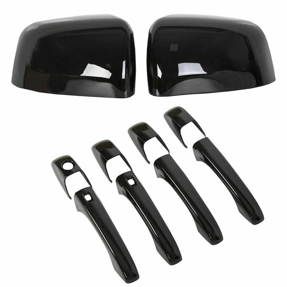 2 Black Mirror Cover +4 Door Handle Covers For Jeep Grand Cherokee Dodge Durango