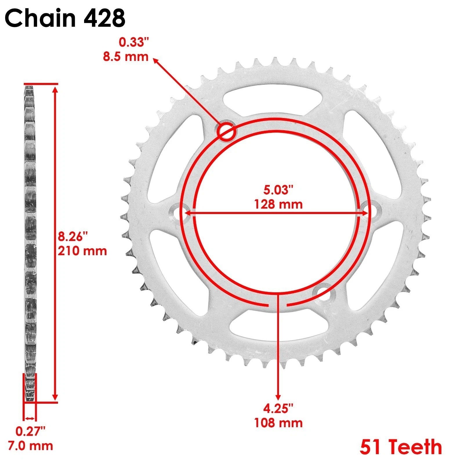 Drive Chain & Sprockets Kit for Suzuki DR-Z125 DRZ125 2003-2016