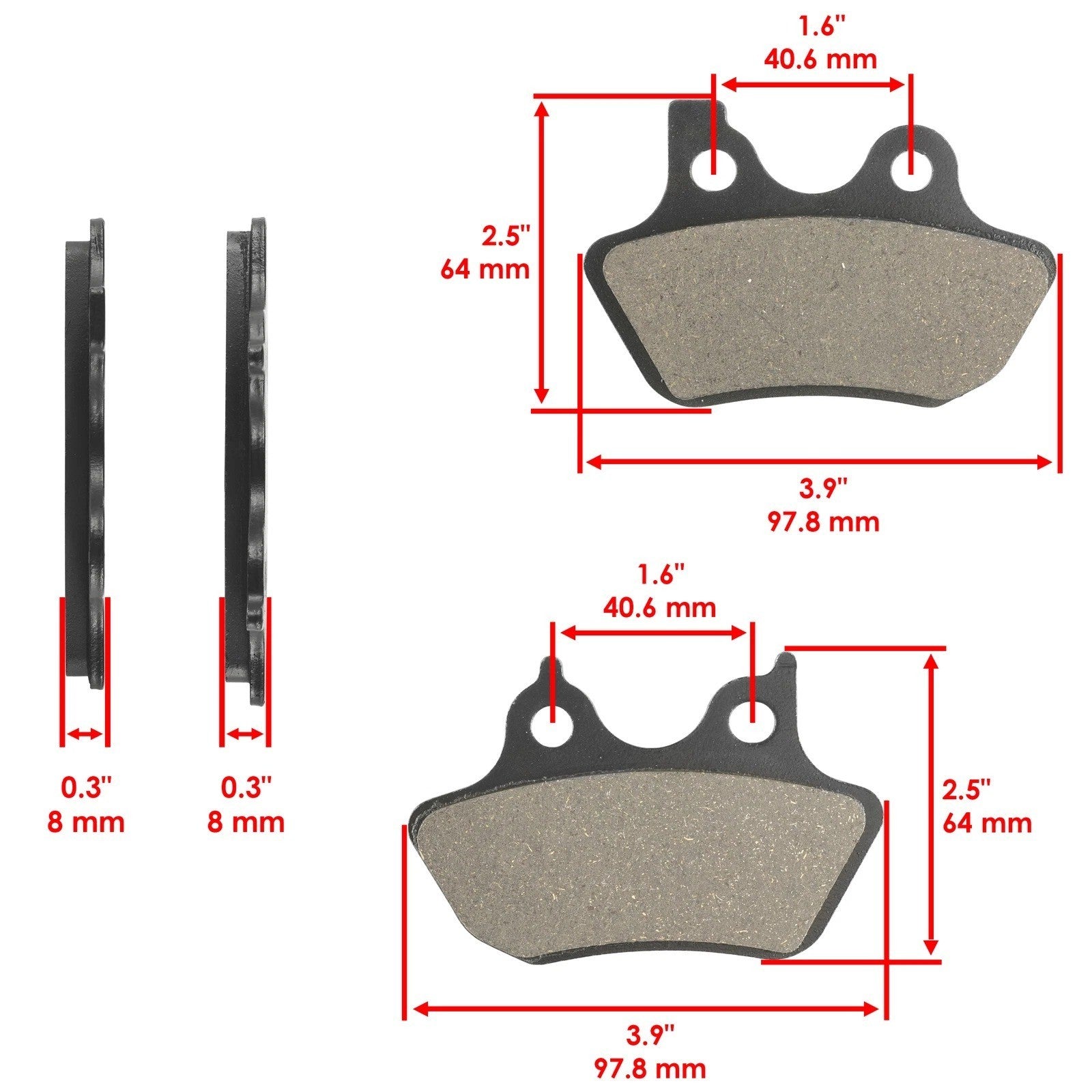 Rear Brake Pads for Harley Davidson FLHTCUi 1450 Ultra Classic 2005 2006