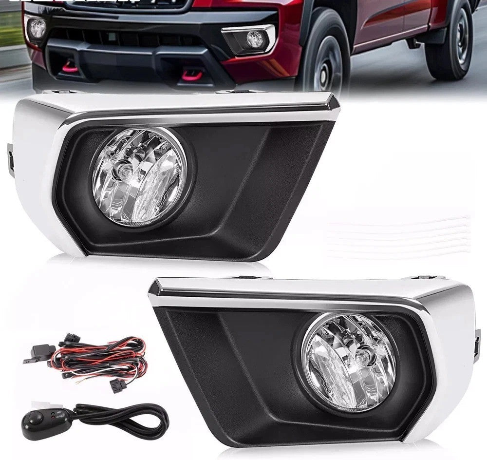 HECASA Fog Lights For Chevy Colorado 21-22 w/Silver Bezel Relay Switch Wire Bulb