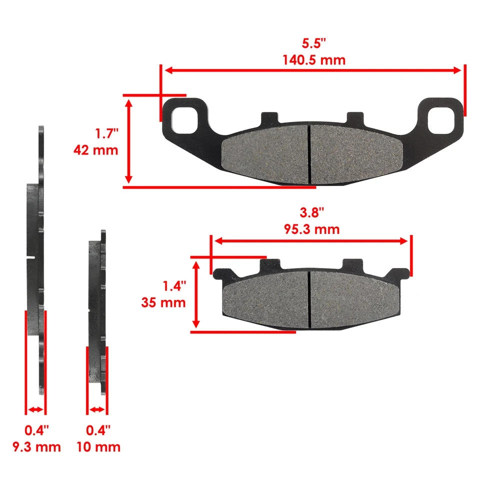 Front Rear Brake Pads for Kawasaki EX250 Ninja 250R 1988-2007 Front Rear Pads