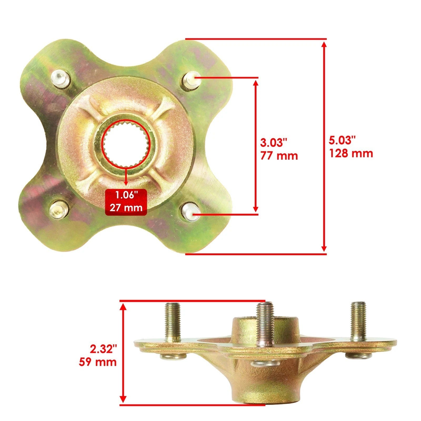 Rear Wheel Axle Hub for Yamaha Big Bear 400 YFM400 YFM400F 2X4 4X4 2000-2006