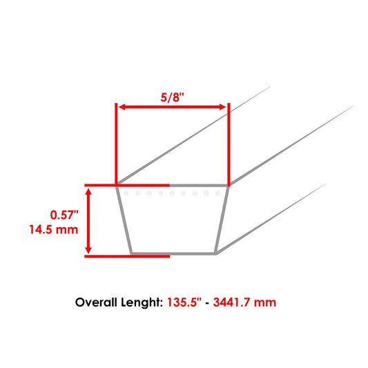 Caltric 07200038 266-271 07200510 265-658 60" Deck V Belt For Gravely For Ariens