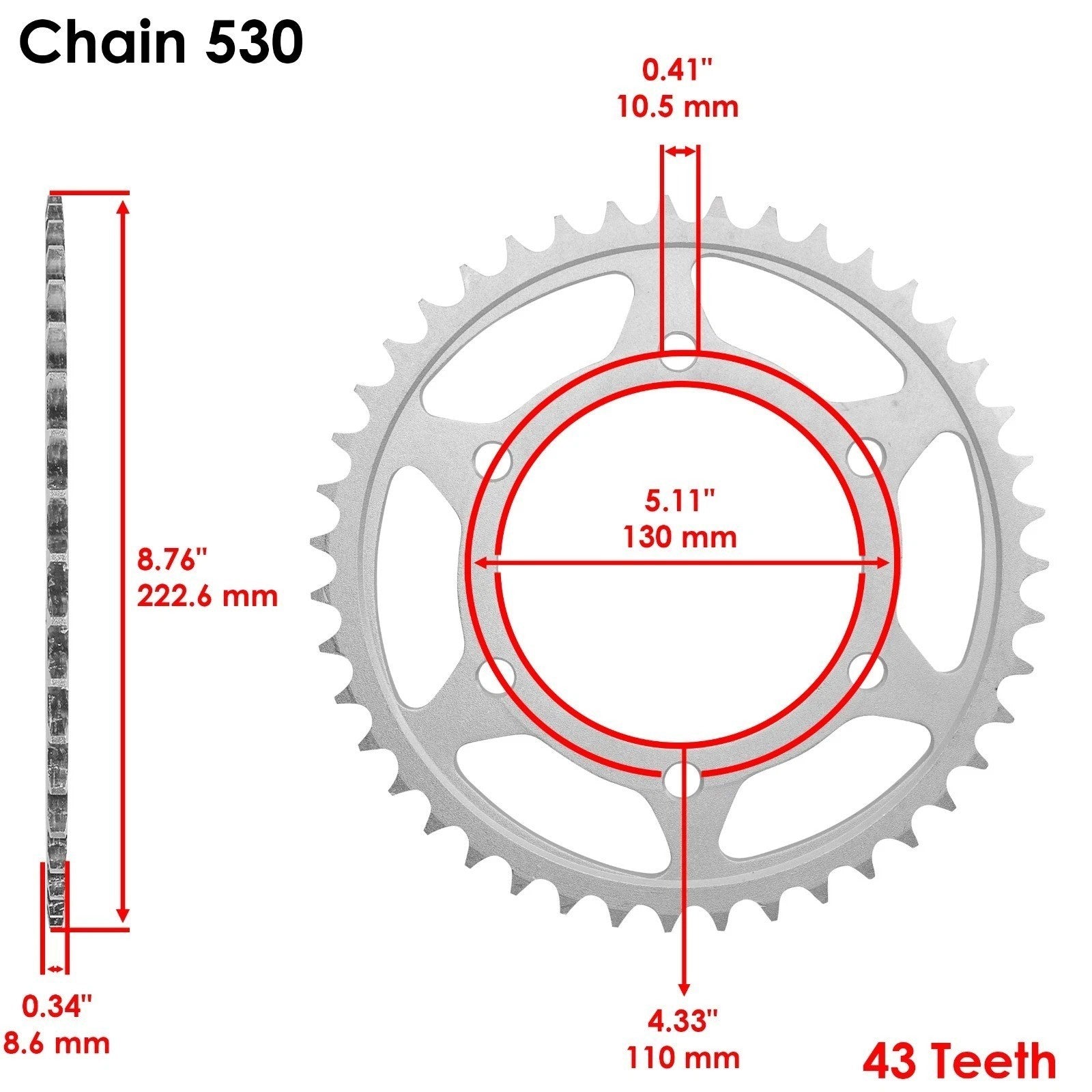Black Drive Chain And Sprocket Kit for Yamaha YZF-R1 1998-2003 (530-Chain Type)