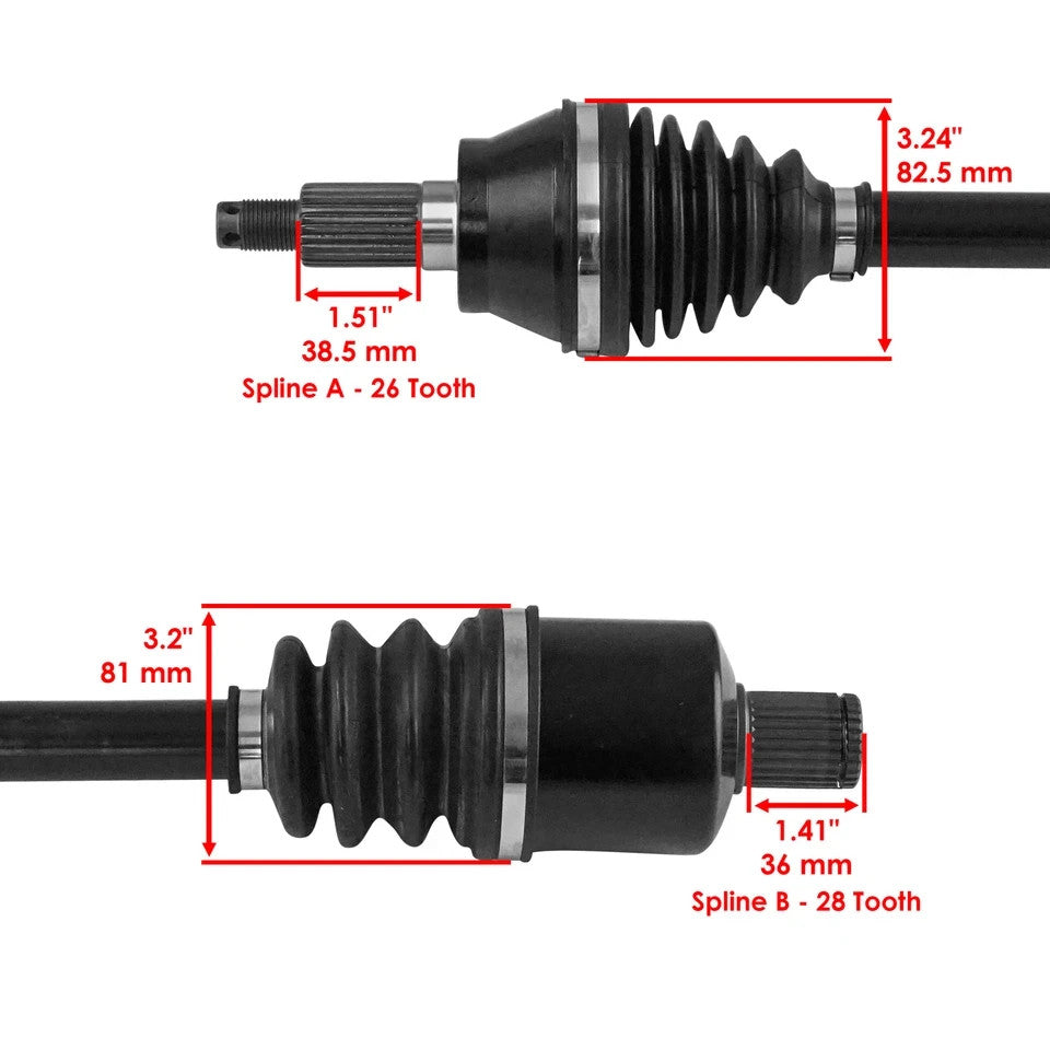 Caltric Front Left & Right CV Axle For Polaris Ranger Crew 1000 2021-2023