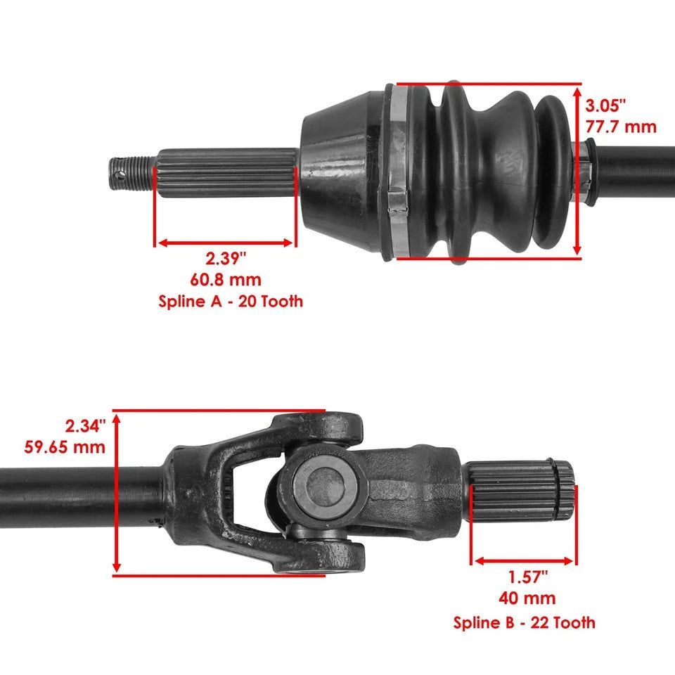Front Left & Right CV Joint Axles For Polaris Ranger 500 2x4 4x4 6X6 2000-2005