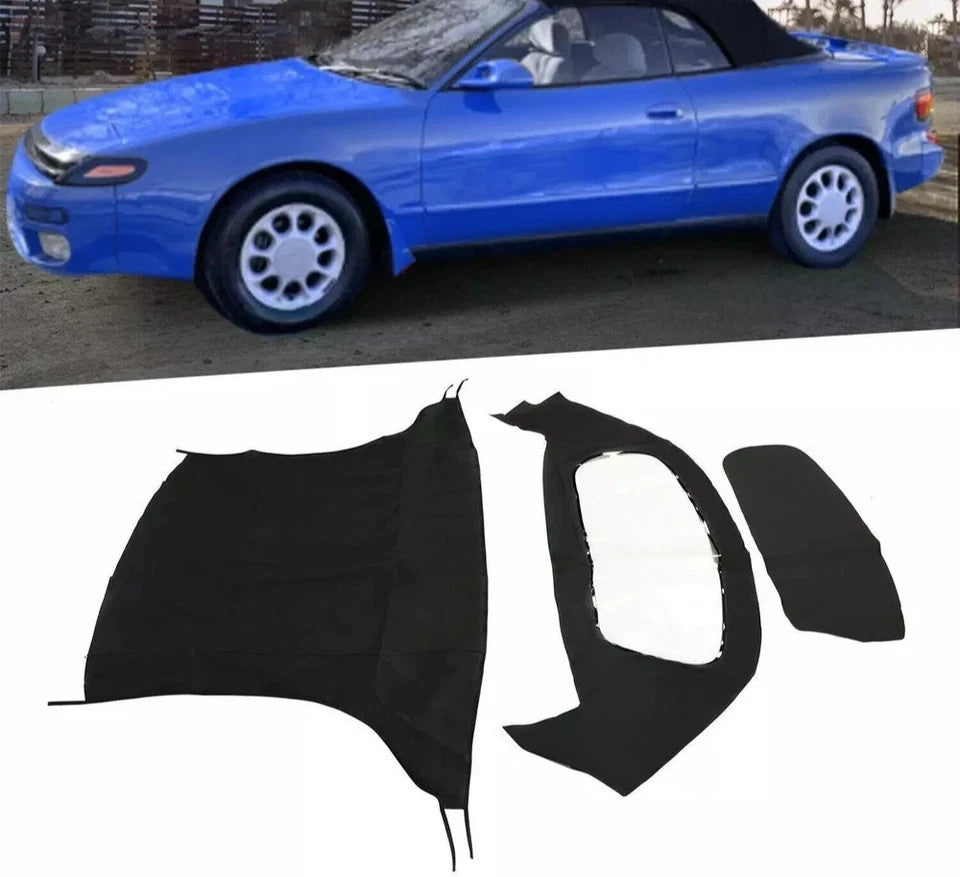 For Toyota Celica 1991-1993 92 Convertible Soft Top w/ Plastic Window Black Roof