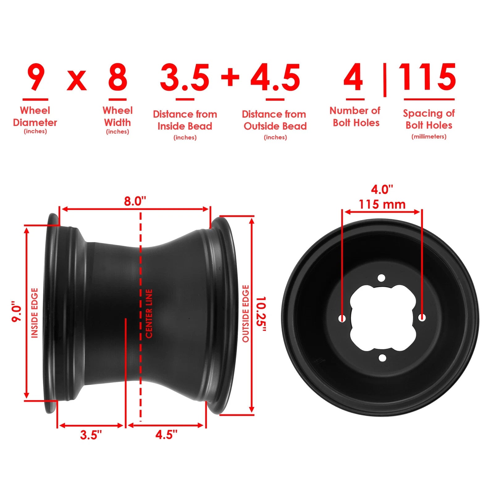 Rear Wheel Rim For Yamaha Raptor 700 YFM700 2006-25 / Raptor 700R YFM700 2011-25