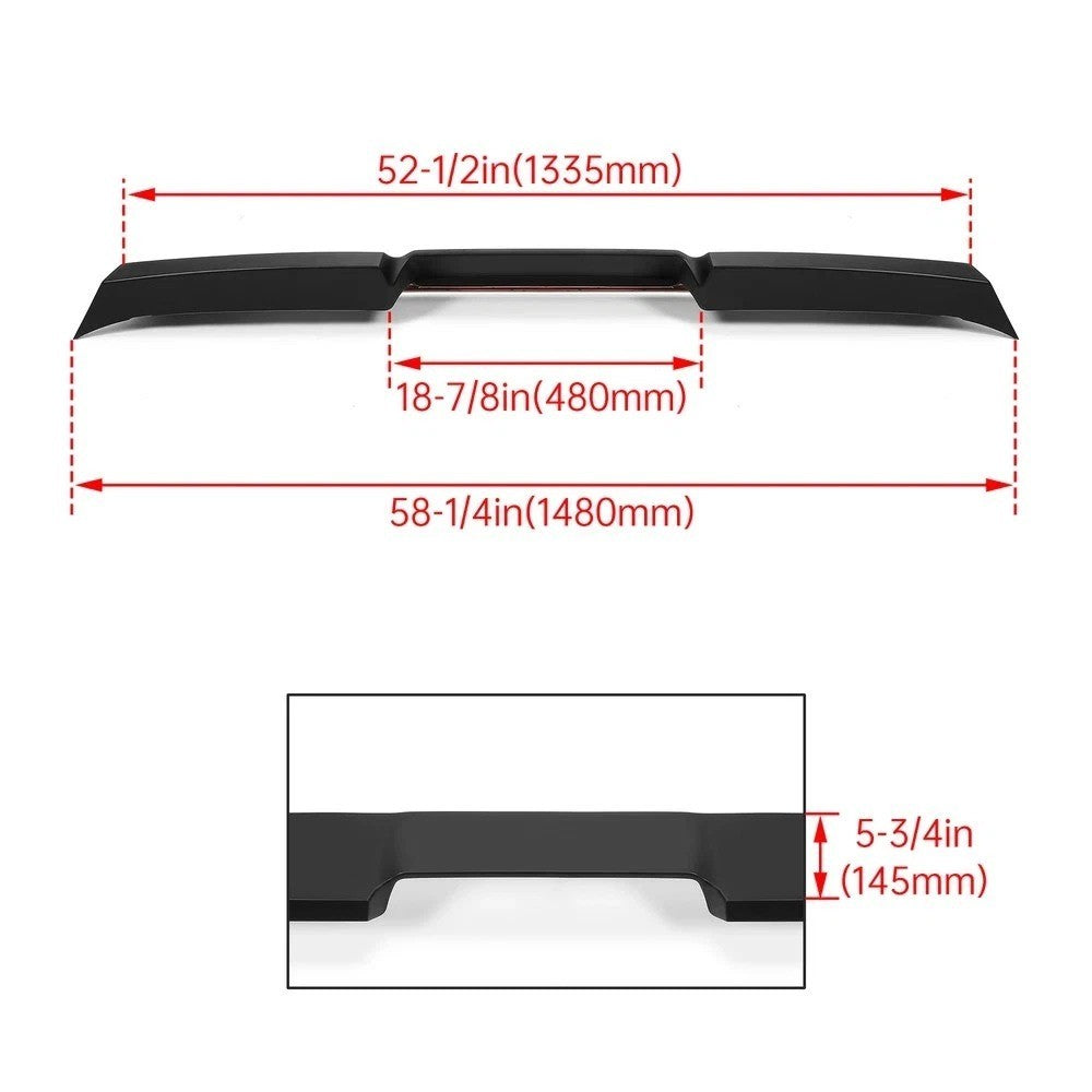 HECASA Truck Cab Rear Roof Spoiler Wing Top For Toyota Tundra CrewMax 2014-2021