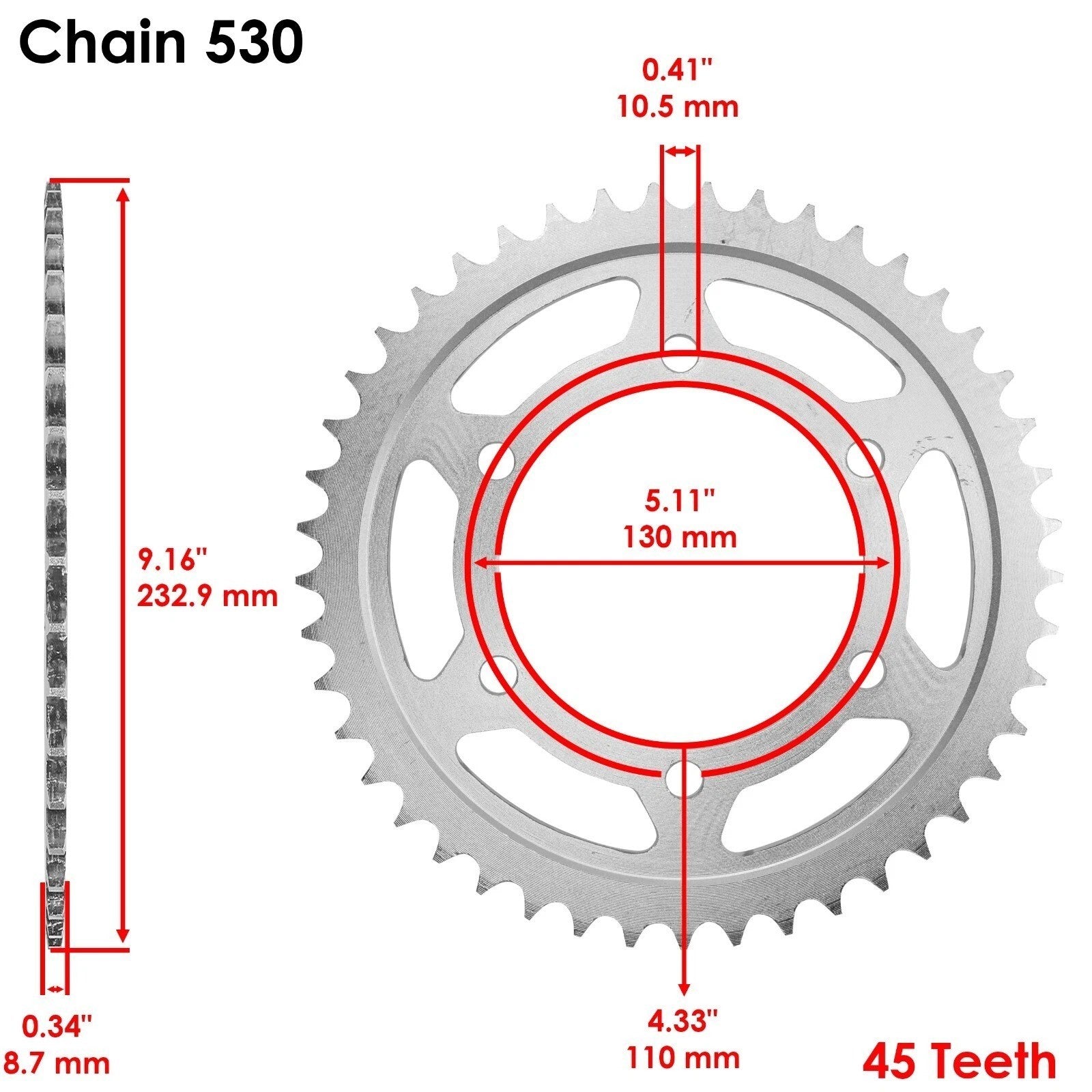 Red O-Ring Drive Chain and Sprockets Kit for Yamaha R1 YZF-R1 2004-2008