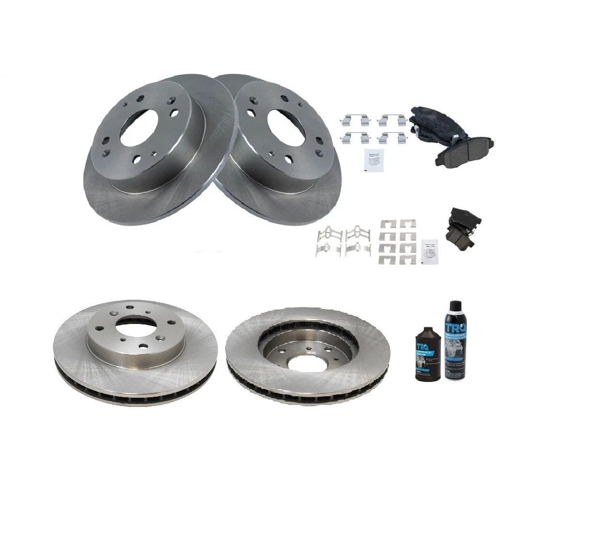 Front & Rear Ceramic Brake Pad & Rotor Kit w/Chemicals for Honda Acura