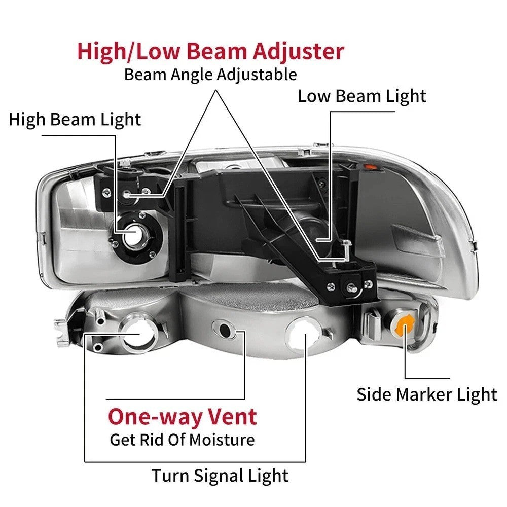 Smoke Headlights & Bumper Lamps For GMC Sierra 1500 2500HD 1999-2007 Yukon 2002