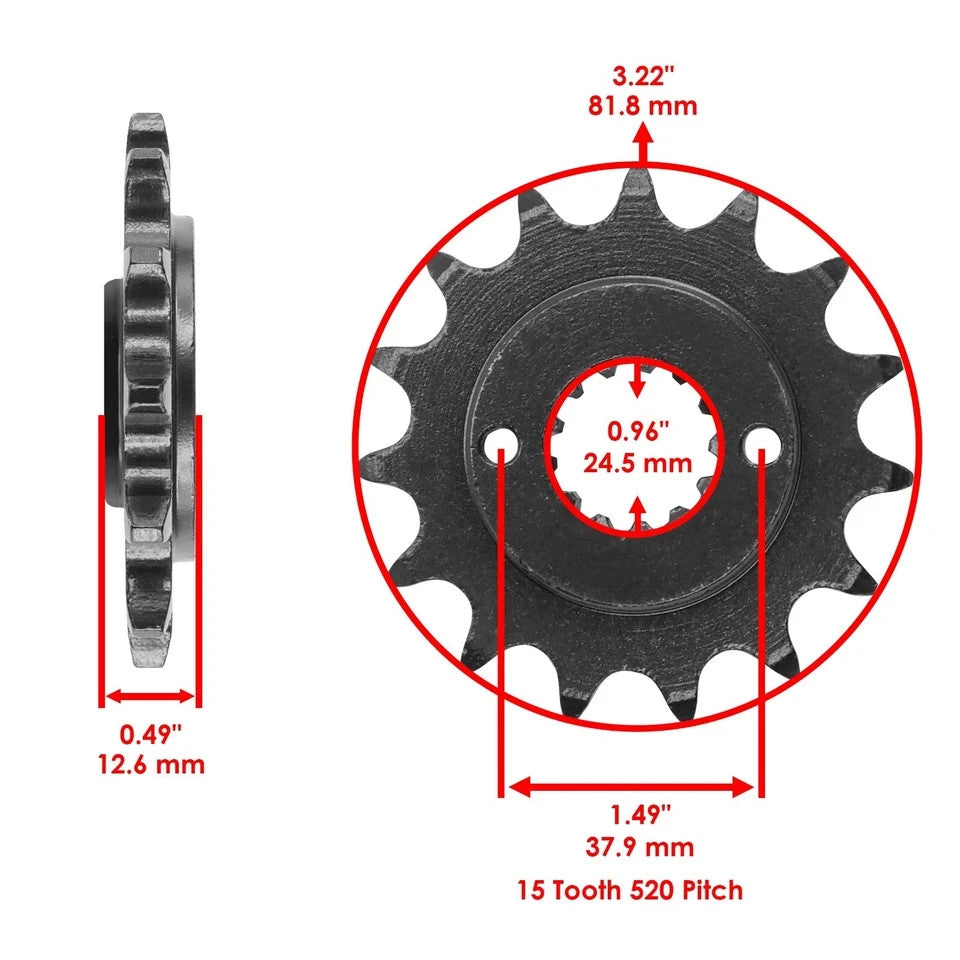 Black Drive Chain And Sprocket Kit for Kawasaki KL650 KLR650 1990-2017