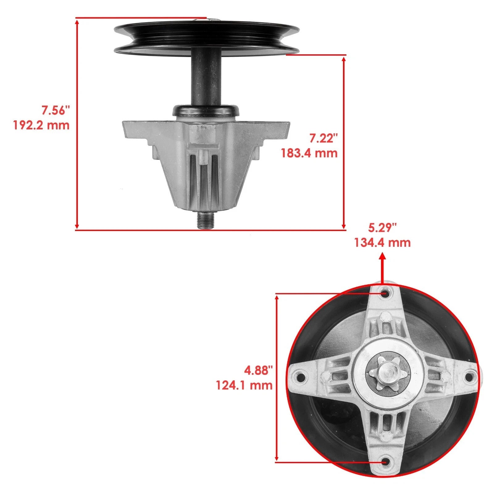 Caltric Spindle Assembly with Pulley Bolt For Cub Cadet RZT-L42 L46 S46 46"