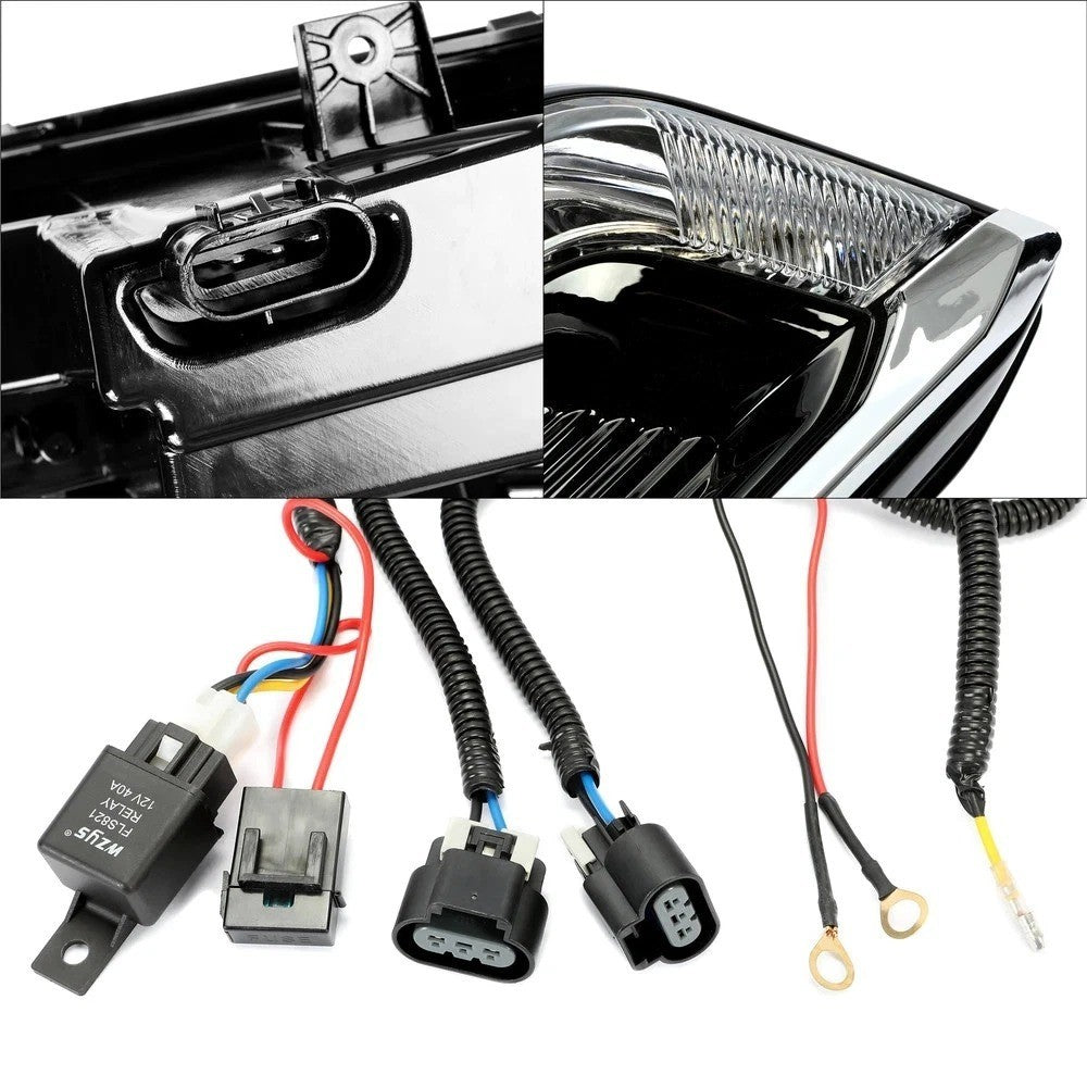 HECASA For Chevy Impala 2014-2020 Clear LED DRL Fog Light +Wiring+Switch LH & RH