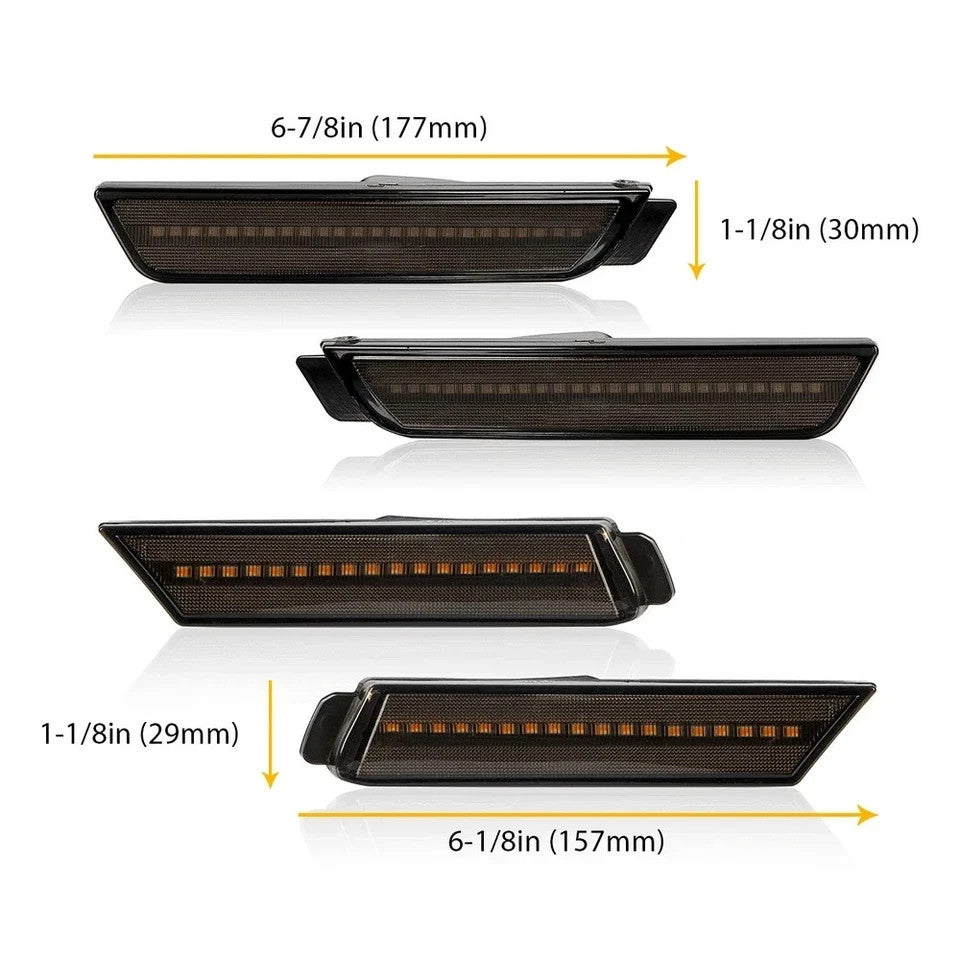 4PCS LED Front Rear Side Marker Lights For 2010-2015 Chevy Camaro SS LT ZL1 LS