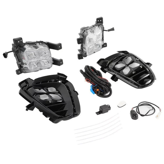 Fit For Kia Sorento 19+ DRL LED Running Fog Lights w/Switch Wire Harness 4 Eyes