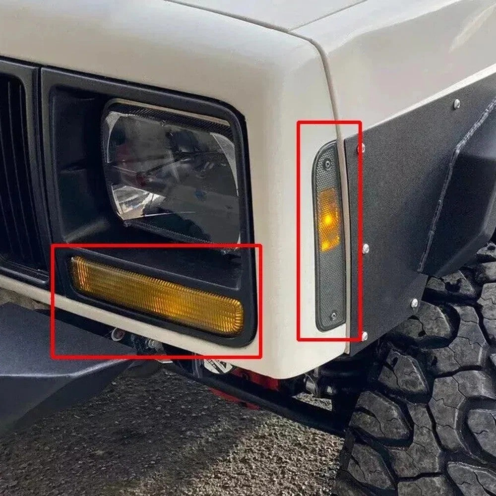 Pair Smoke Park Lights Corner Bumper Signal Light For 1997-2001 Jeep Cherokee XJ