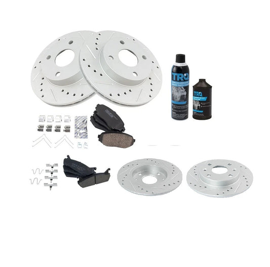 Performance Brake Rotor & Ceramic Pad Front Rear Kit w/Chemicals