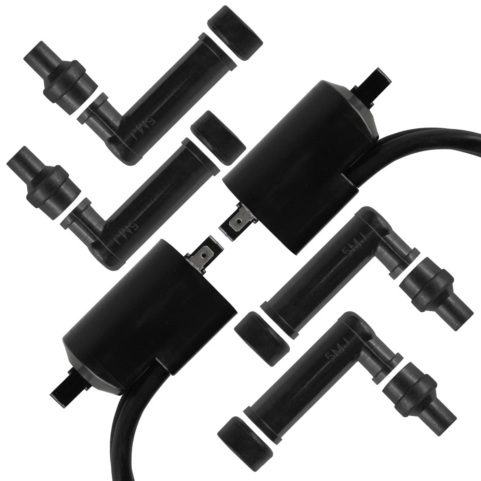 2x Ignition Coil With Spark Plug Caps For Yamaha Radian 600 YX600 1986 1987 1988