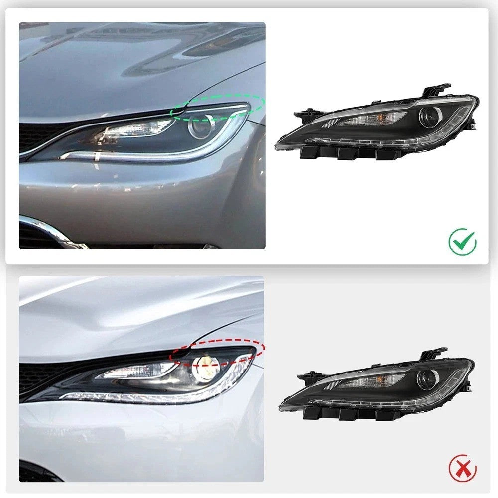 For Chrysler 200 2015-2017 Halogen Headlight w/ LED DRL Chrome Trim Driver Side
