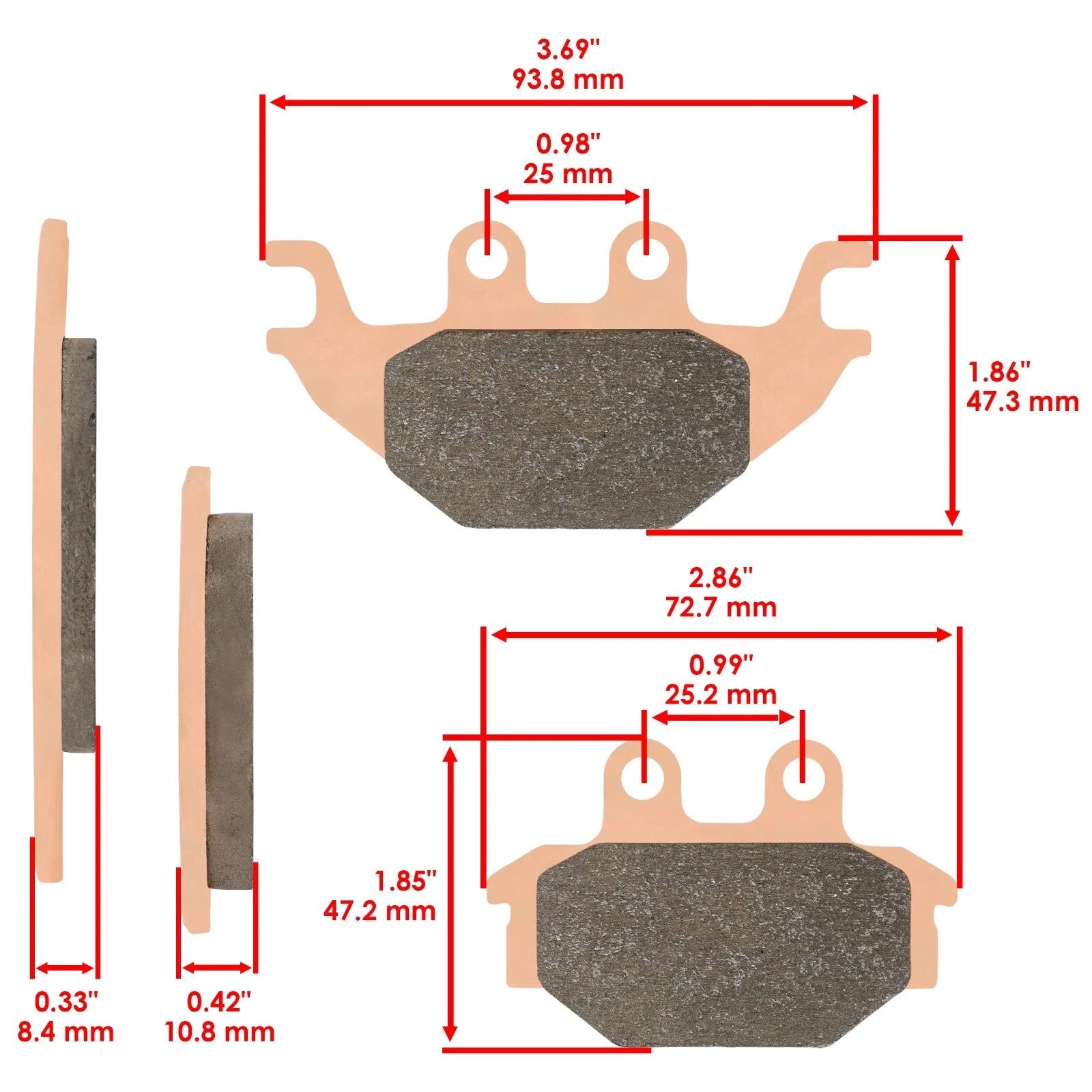 Front and Rear Brake Pads for Kawasaki Mule Pro-Fx Pro-Fxt KAF820 2015-2016
