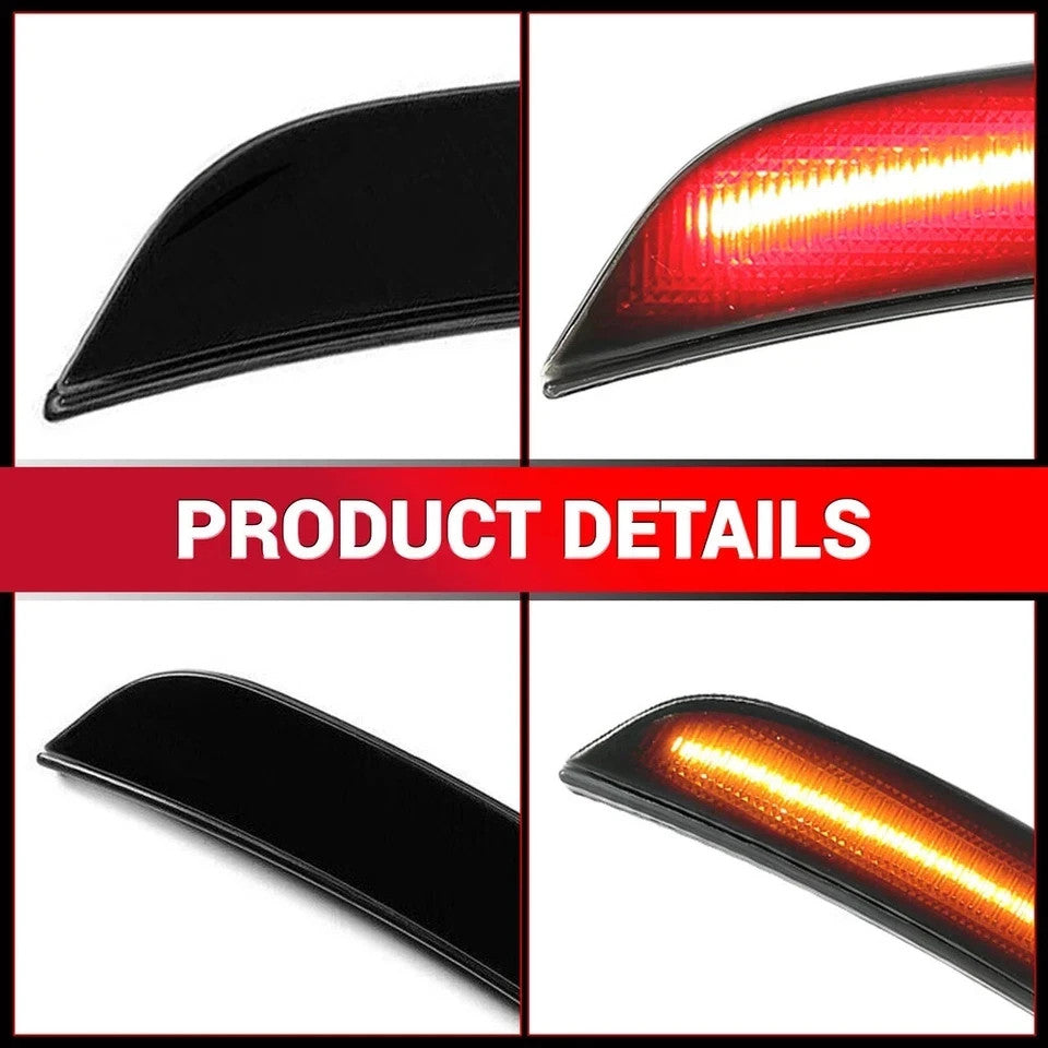 For Dodge Charger 2015-2023 Front Rear Bumper Side Marker Light Lamps Smoked LED