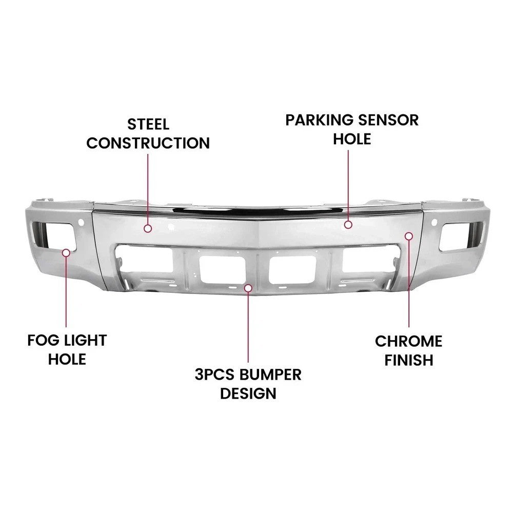 For Chevy Silverado 1500 2014-15 Front Bumper Face Bar W/ Sensor Hole & Fog Hole
