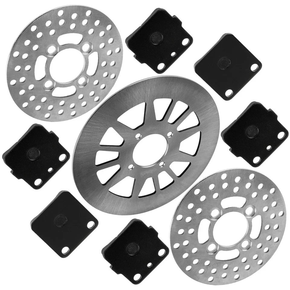 Front and Rear Brake Disc Rotor w/ Pads for Yamaha Warrior 350 YFM350X 1990-2004